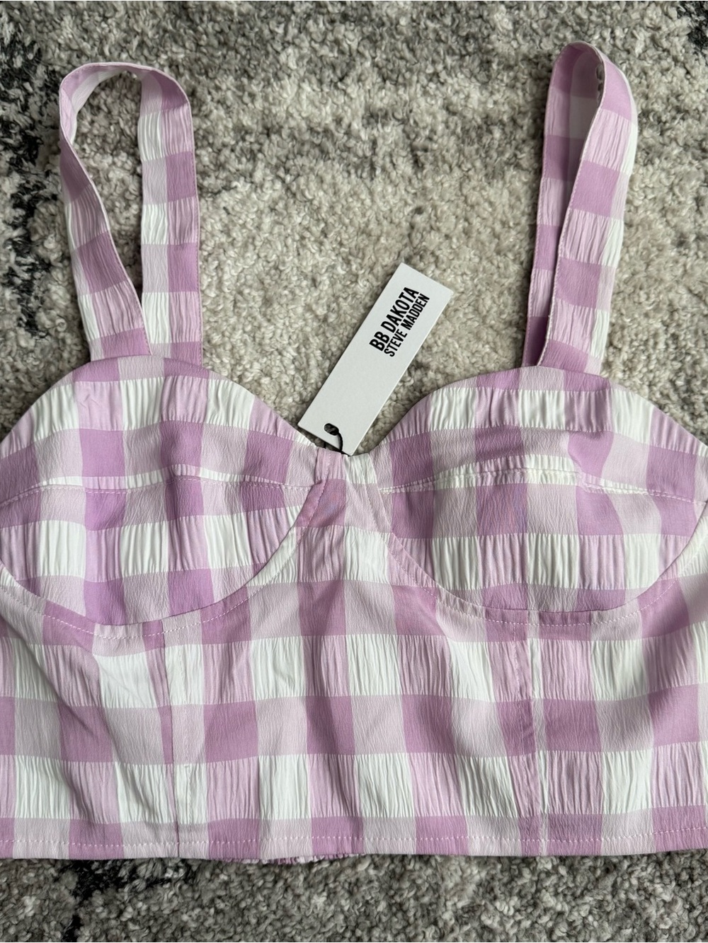 BB Dakota Lavender & White Gingham Bustier Top